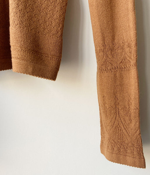 FUMIKA_UCHIDA/SILK LACE KNITTING TIGHTS TOP(LIGHT BROWN)