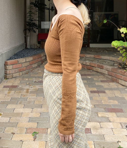 FUMIKA_UCHIDA/SILK LACE KNITTING TIGHTS TOP(LIGHT BROWN)