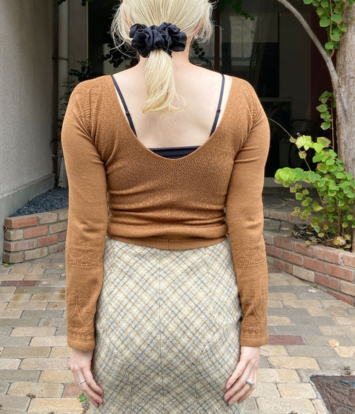 FUMIKA_UCHIDA/SILK LACE KNITTING TIGHTS TOP(LIGHT BROWN)
