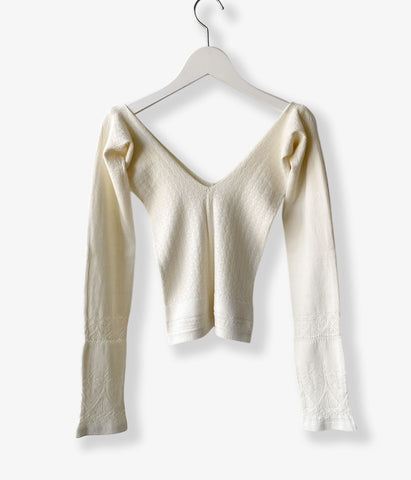 FUMIKA_UCHIDA/SILK LACE KNITTING TIGHTS TOP(OFF WHITE)