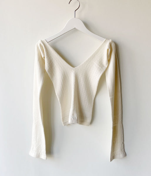 FUMIKA_UCHIDA/SILK LACE KNITTING TIGHTS TOP(OFF WHITE)