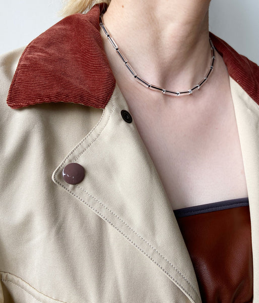R.ALAGAN/SMALL TUBE CRYSTAL NECKLACE