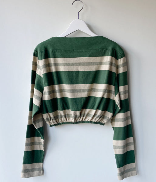 FUMIKA_UCHIDA/COTTON JERSEY CROPPED TOP(BEIGE/GREEN)