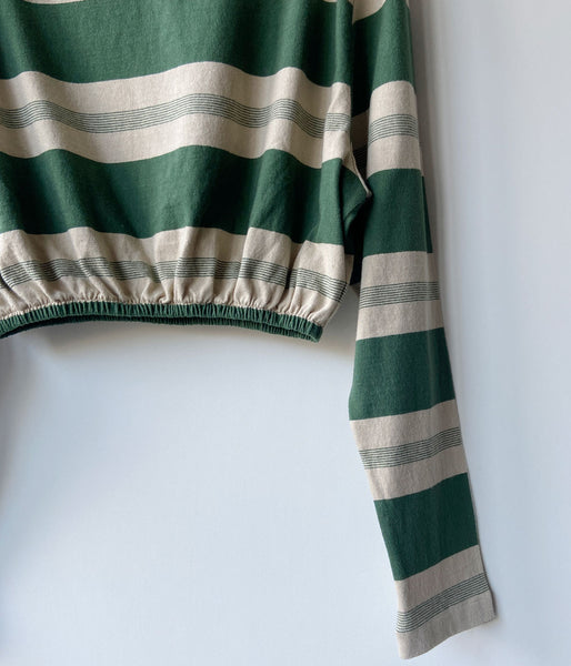 FUMIKA_UCHIDA/COTTON JERSEY CROPPED TOP(BEIGE/GREEN)