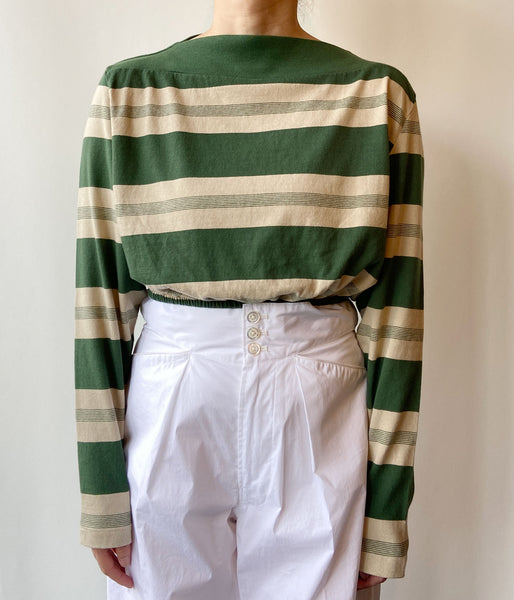 FUMIKA_UCHIDA/COTTON JERSEY CROPPED TOP(BEIGE/GREEN)