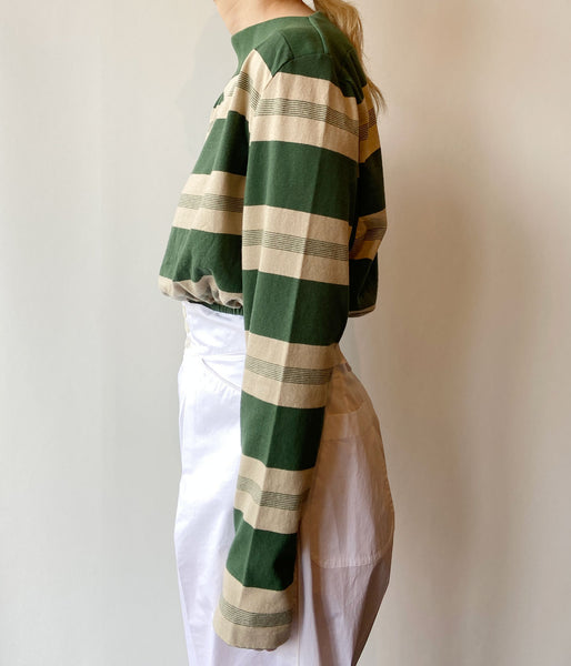 FUMIKA_UCHIDA/COTTON JERSEY CROPPED TOP(BEIGE/GREEN)