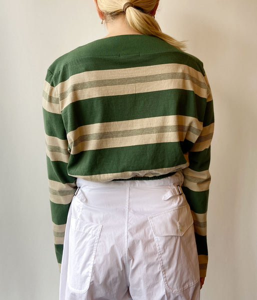 FUMIKA_UCHIDA/COTTON JERSEY CROPPED TOP(BEIGE/GREEN)