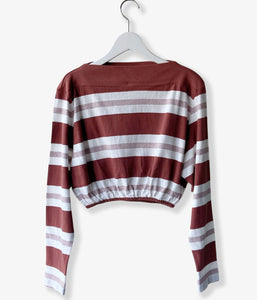 FUMIKA_UCHIDA/COTTON JERSEY CROPPED TOP(OFF/BORDEAUX)