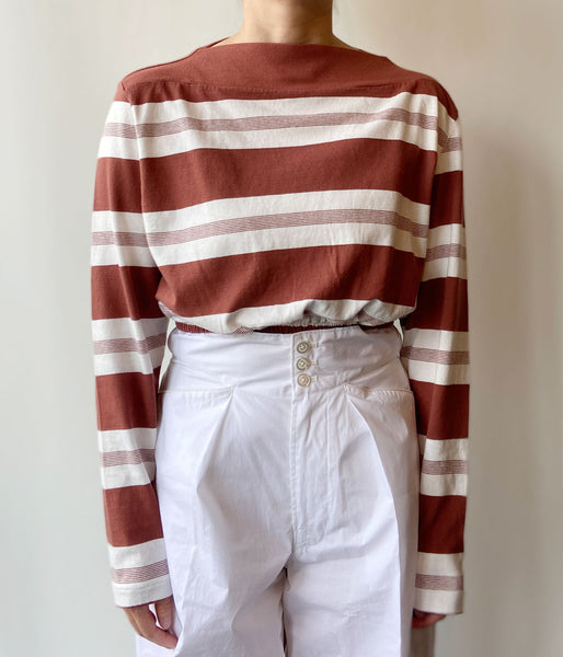 FUMIKA_UCHIDA/COTTON JERSEY CROPPED TOP(OFF/BORDEAUX)