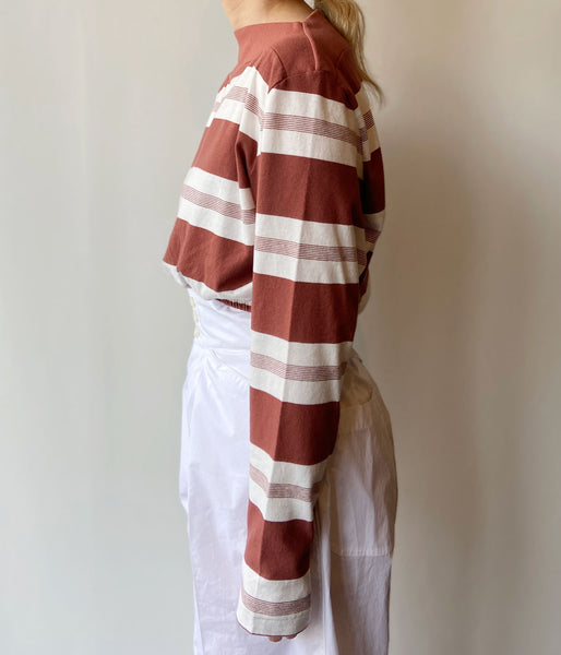 FUMIKA_UCHIDA/COTTON JERSEY CROPPED TOP(OFF/BORDEAUX)