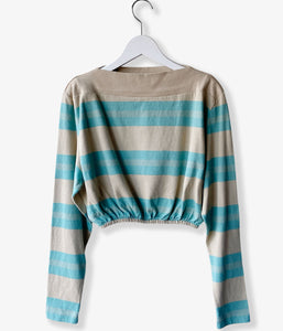 FUMIKA_UCHIDA/COTTON JERSEY CROPPED TOP(SAX/BEIGE)