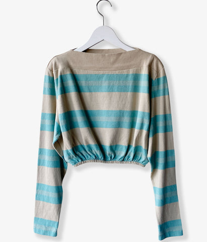 FUMIKA_UCHIDA/COTTON JERSEY CROPPED TOP(SAX/BEIGE)