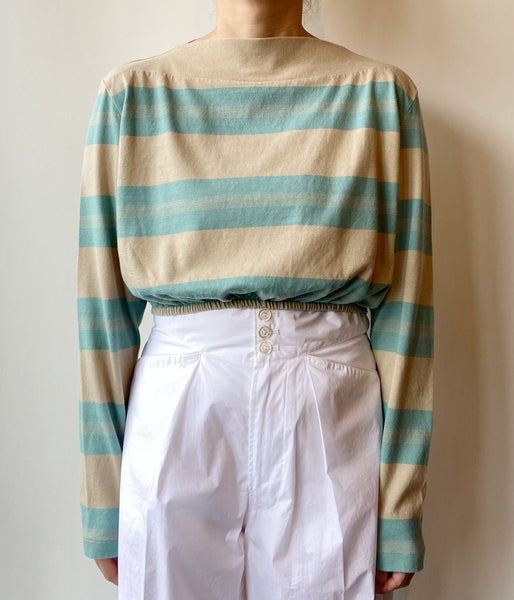 FUMIKA_UCHIDA/COTTON JERSEY CROPPED TOP(SAX/BEIGE)