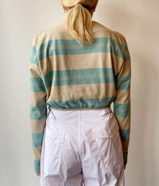 FUMIKA_UCHIDA/COTTON JERSEY CROPPED TOP(SAX/BEIGE)