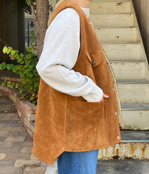 nowos/SUEDE VEST(BROWN)