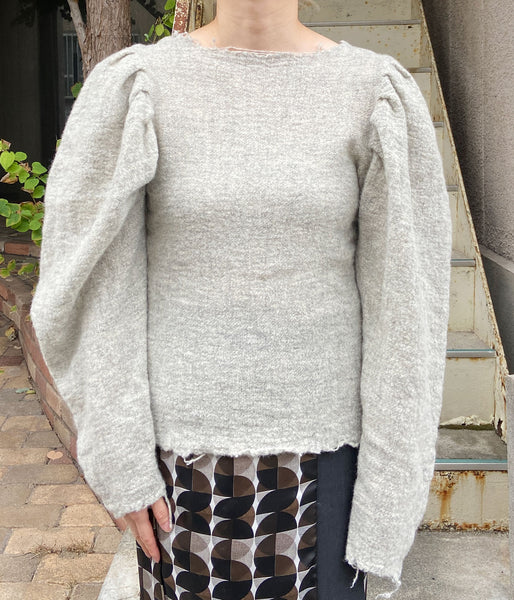 FUMIKA_UCHIDA/GAUZE SHETLAND PUFF-SLEEVE TOP(TOP GREY)