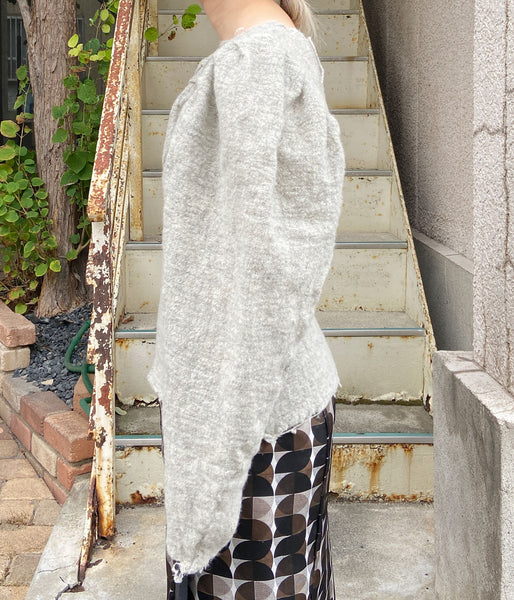 FUMIKA_UCHIDA/GAUZE SHETLAND PUFF-SLEEVE TOP(TOP GREY)