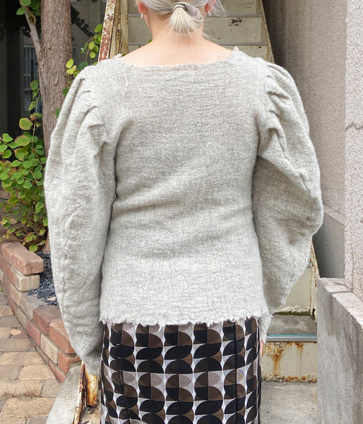 FUMIKA_UCHIDA/GAUZE SHETLAND PUFF-SLEEVE TOP(TOP GREY)