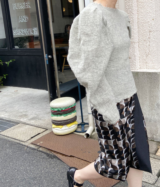 FUMIKA_UCHIDA/GAUZE SHETLAND PUFF-SLEEVE TOP(TOP GREY)