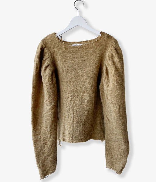FUMIKA_UCHIDA/GAUZE SHETLAND PUFF-SLEEVE TOP(TOP BROWN)