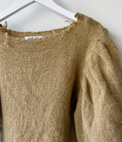 FUMIKA_UCHIDA/GAUZE SHETLAND PUFF-SLEEVE TOP(TOP BROWN)