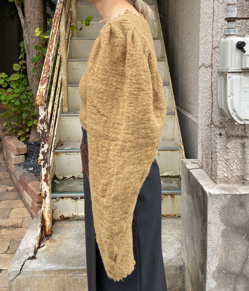 FUMIKA_UCHIDA/GAUZE SHETLAND PUFF-SLEEVE TOP(TOP BROWN)