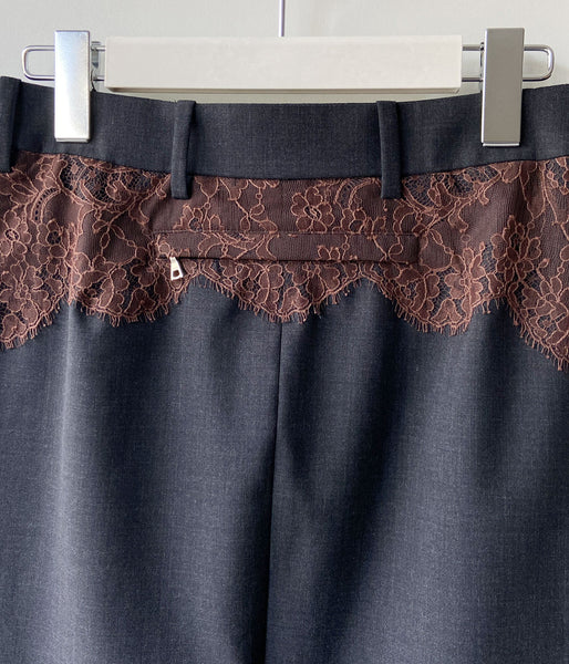 FUMIKA_UCHIDA/SUITING LACE WAIST MIDI SKIRT(CHL/BROWN)