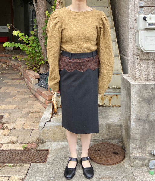 FUMIKA_UCHIDA/SUITING LACE WAIST MIDI SKIRT(CHL/BROWN)