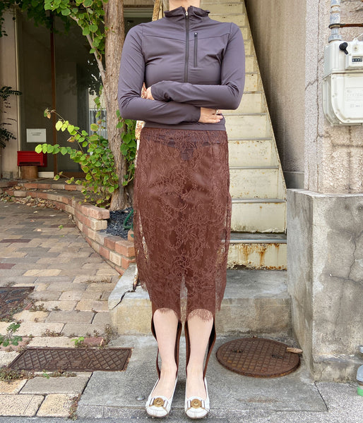 FUMIKA_UCHIDA/LEAVER LACE SKIRT(BROWN)