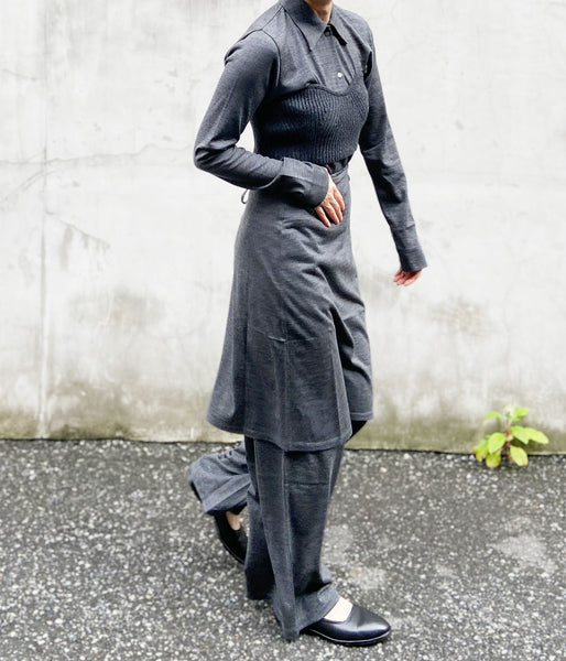 PHEENY/WOOL JERSEY LAYERED PANTS(GRAY)
