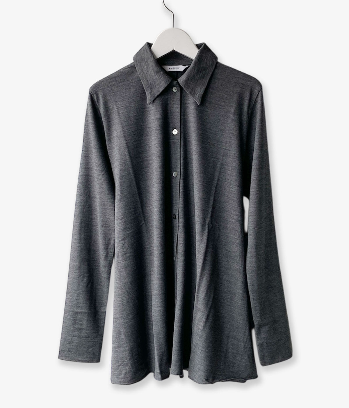 PHEENY/WOOL JERSEY DRAPE SHIRT(GRAY)