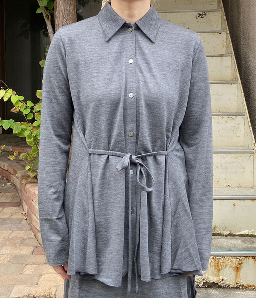 PHEENY/WOOL JERSEY DRAPE SHIRT(GRAY)