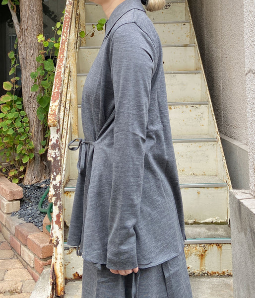 PHEENY/WOOL JERSEY DRAPE SHIRT(GRAY)