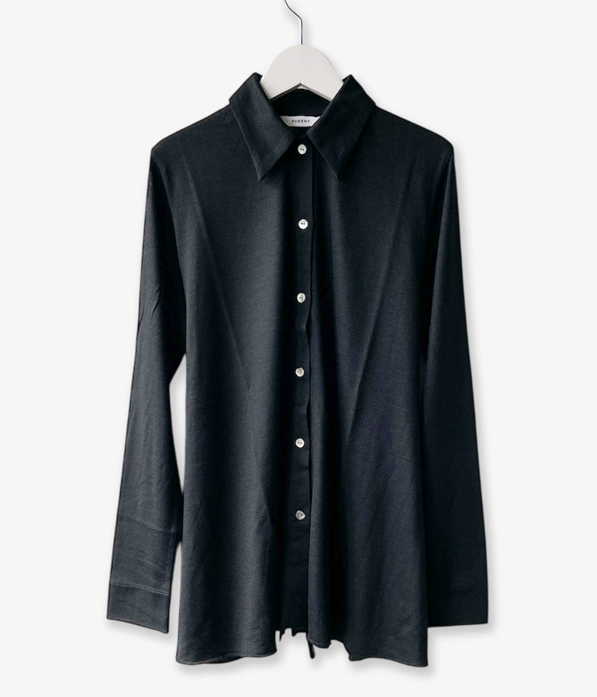 PHEENY/WOOL JERSEY DRAPE SHIRT(BLACK)