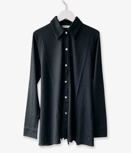 PHEENY/WOOL JERSEY DRAPE SHIRT(BLACK)
