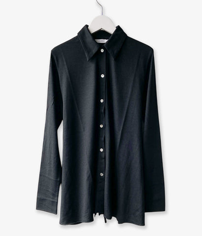 PHEENY/WOOL JERSEY DRAPE SHIRT(BLACK)