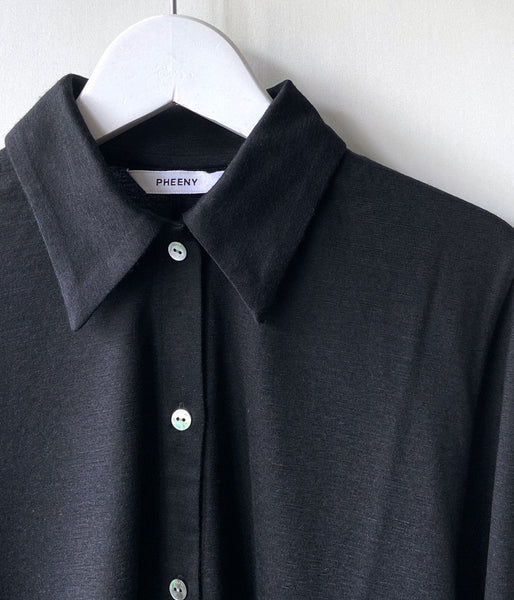 PHEENY/WOOL JERSEY DRAPE SHIRT(BLACK)