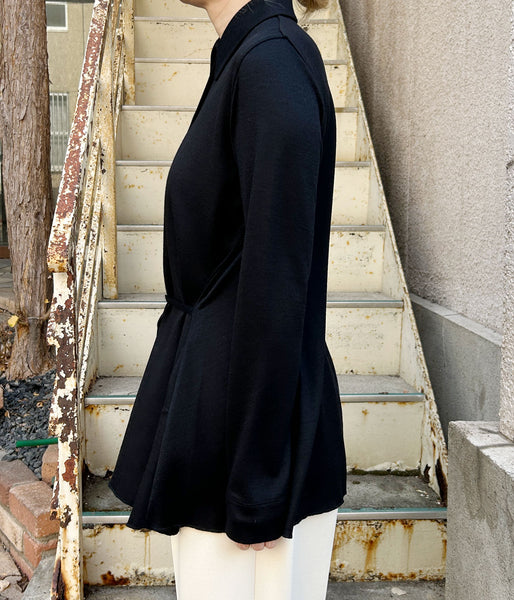 PHEENY/WOOL JERSEY DRAPE SHIRT(BLACK)