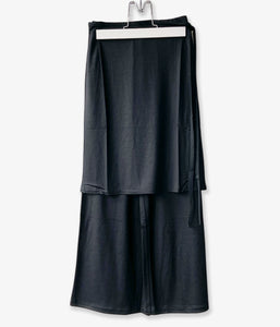 PHEENY/WOOL JERSEY LAYERED PANTS(BLACK)