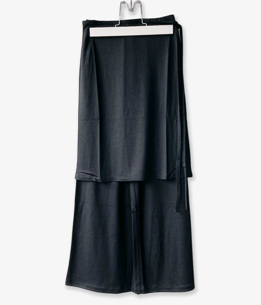 PHEENY/WOOL JERSEY LAYERED PANTS(BLACK)