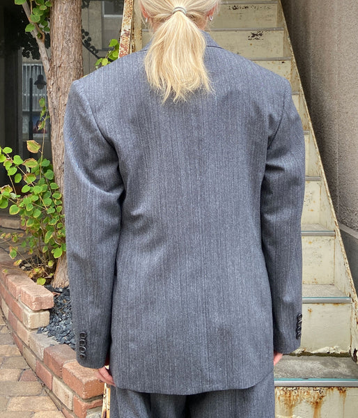 FUMIKA_UCHIDA/HERRINGBONE PEAKED LAPEL DOUBLE JACKET(GREY)