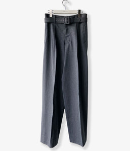 FUMIKA_UCHIDA/HERRINGBONE BELTED WIDE 2TUCK PANTS(GREY)