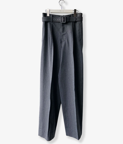 FUMIKA_UCHIDA/HERRINGBONE BELTED WIDE 2TUCK PANTS(GREY)