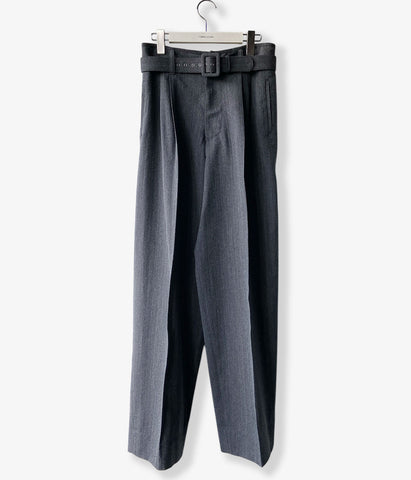 FUMIKA_UCHIDA/HERRINGBONE BELTED WIDE 2TUCK PANTS(GREY)