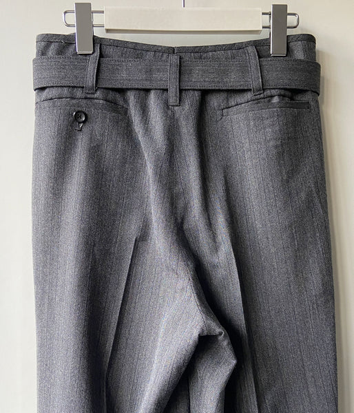 FUMIKA_UCHIDA/HERRINGBONE BELTED WIDE 2TUCK PANTS(GREY)