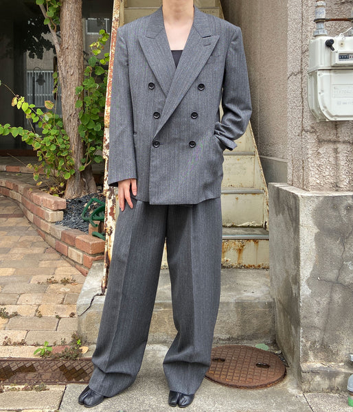 FUMIKA_UCHIDA/HERRINGBONE BELTED WIDE 2TUCK PANTS(GREY)