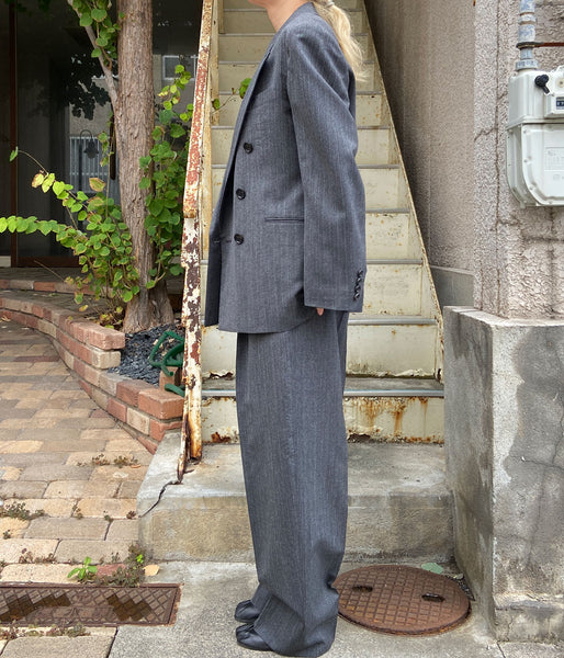 FUMIKA_UCHIDA/HERRINGBONE BELTED WIDE 2TUCK PANTS(GREY)
