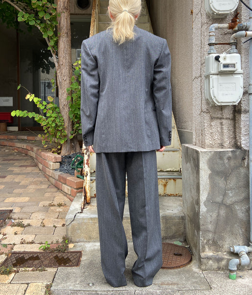 FUMIKA_UCHIDA/HERRINGBONE BELTED WIDE 2TUCK PANTS(GREY)