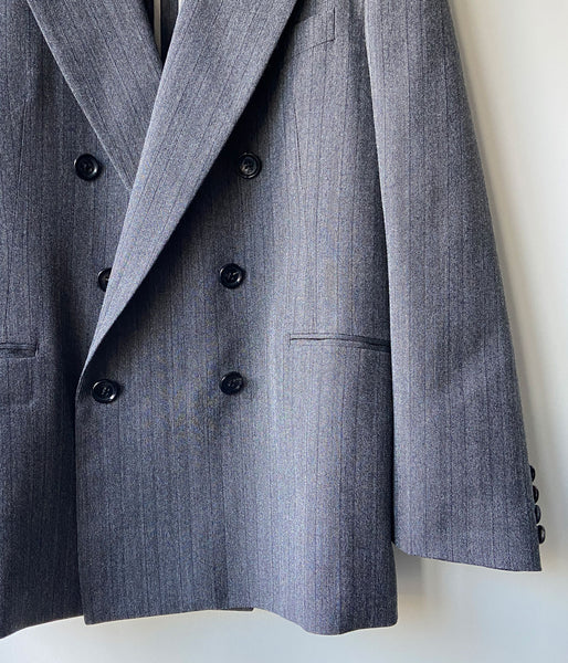 FUMIKA_UCHIDA/HERRINGBONE PEAKED LAPEL DOUBLE JACKET(GREY)