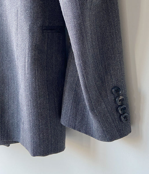 FUMIKA_UCHIDA/HERRINGBONE PEAKED LAPEL DOUBLE JACKET(GREY)